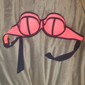 Freebie! Pink and Black Strapless Bikini Top